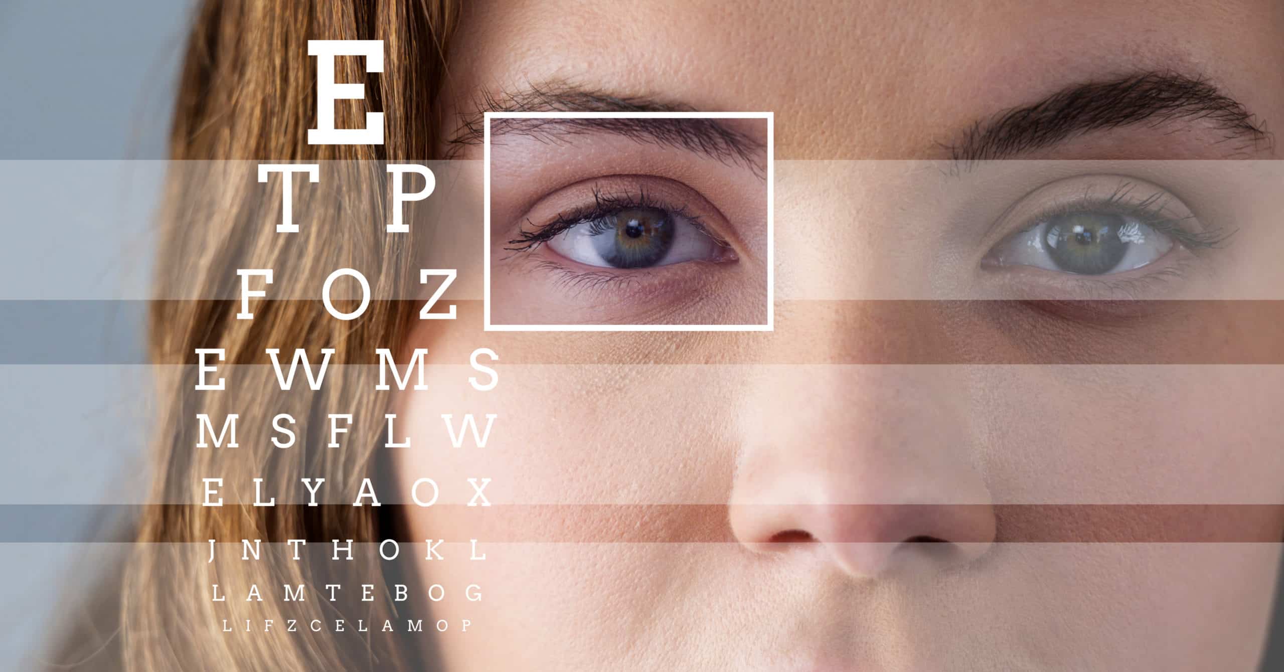 Woman,With,Eye,Focus,Box,Detail,And,Lines,And,Eye